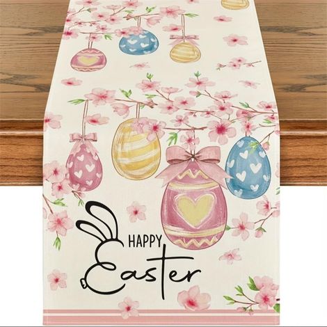 Chemise De Table - Fleur Oeuf De Paques - Pour Decoration De Table De Cuisine Ou Salle A Manger - Interieur Et Exterieur - 33 X 183 Cm - 1 Piece (1/5)