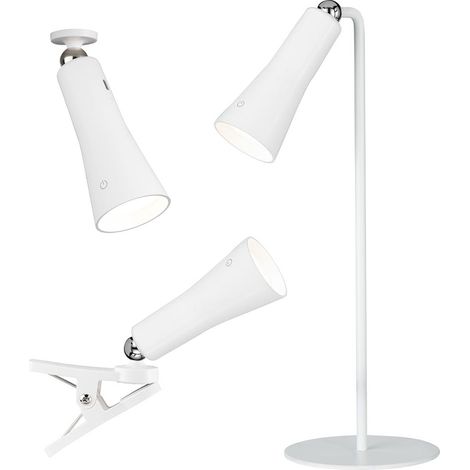 Lampada LED morsetto lampada da tavolo batteria lampada da scrivania lampada da parete dimmerabile torcia, con cavo di ricarica, 1.5W 160lm bianco caldo (1/5)