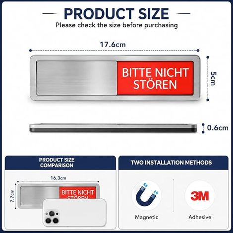 Self-Adhesive Magnetic Door Sign - Office, Home, Conference Room (1/4)