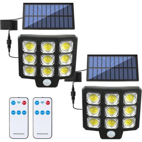 2 projecteurs solaires 3 modes avec détecteur de mouvement, applique murale 63 COB pour jardin, terrasse, garage (1/5)