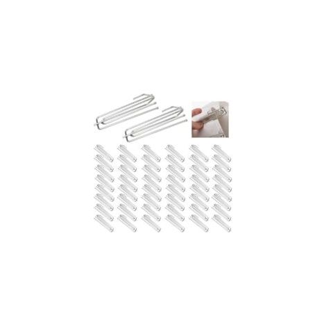 Juego de 50 ganchos para cortinas de acero inoxidable - 4 dientes, metal resistente con dientes profundos para sujetar pliegues y cortinas pesadas - Crezuo