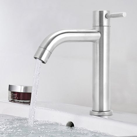 Robinet d'eau en acier inoxydable à filetage mâle G1/2" pour installation sous comptoir, simple robinet d'eau froide (1/5)
