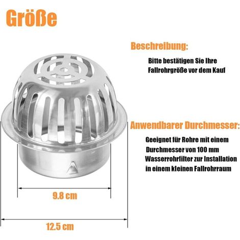 Crapaudines pour Gouttière - Protection Gouttiere Feuilles - Grille anti-feuilles en acier inoxydable pour gouttières - 100 mm - Protection contre les feuilles - Pour éviter les blocages (1/4)