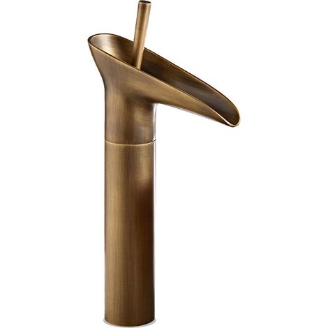 Robinet lavabo cascade, laiton, eau chaude/froide, monotrou (1/5)