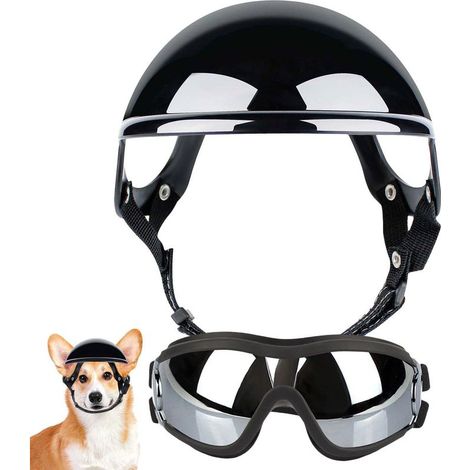 Hundehelm und -brille, verstellbarer Hundekopfschutz, Augenschutz mit Sonnenschutz, tragbar und atmungsaktiv zum Schutz vor Sonnenlicht (1/5)