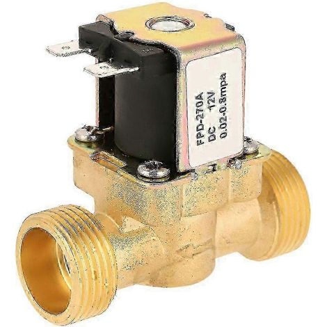 Vanne d'arrêt d'eau électrique 12 V, électrovanne en laiton massif étanche pour une utilisation domestique. Installation facile. (1/5)