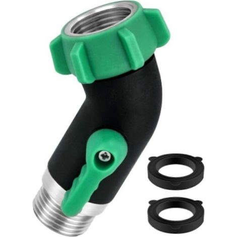 Robinet d'arrêt pour tuyau d'arrosage en acier inoxydable 304vanne à bille à débit maximal de 3/4'' avec pivot rotatif à 360° et angle de 45° (1/5)