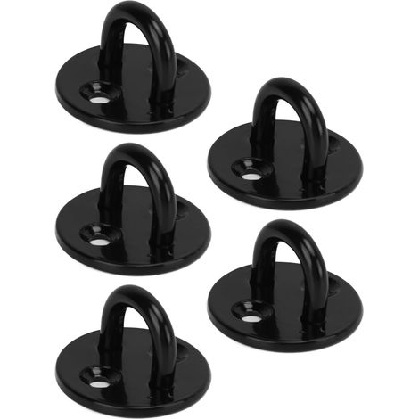 5 Pièces Support Œil en Acier Inoxydable Noir Renforcé, Plaque de Fixation Robuste pour Charges Lourdes 6mm (1/5)