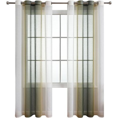Rideaux 2 Pièces avec Oeillets - Texture Dégradée Transparente Moderne - pour Fenêtre de Séjour, Cuisine ou Chambre (1/5)