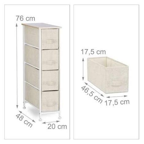 Commode meuble de rangement étagère avec tiroirs tissu beige (1/3)