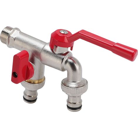 Robinet d'extérieur double, entrée 3/4 po, sortie 25 mm, robinet multifonctionnel pour jardin (1/5)