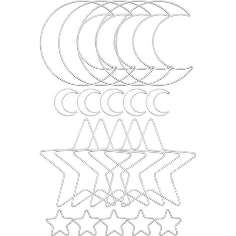 Attrape-rêves Lune Étoile Anneaux en Métal Cercle Macramé pour Création DIY Attrape-rêves Décoration Murale (1/5)