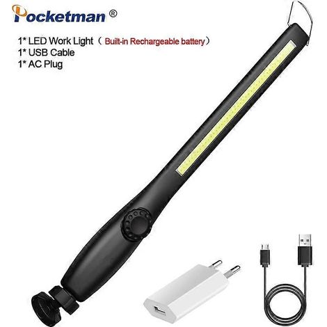 Lampe de travail LED portable rechargeable Linternas, lanterne LED magnétique COB, lampe d'inspection pour la réparation automobile, HomePack B (1/5)