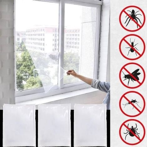 Set mit 3 Moskitonetzen 150 x 200 cm, Moskitonetz mit Klebeband, für Fenster (weiß) (1/5)