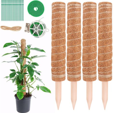 Lot de 4 tiges de mousse 40 cm, tuteur pour plantes, support de plantes grimpantes, bâton de coco naturel (1/5)