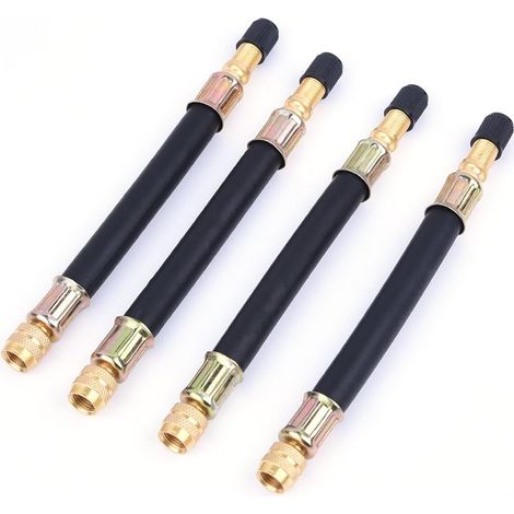 Lntyq Adaptateurs d'extension de tige de valve de pneu, adaptateur d'extension de valve d'extension 4 pièces 140 mm adaptateur de transit de roue pour valve de pneu de moto de camion de camping-car un