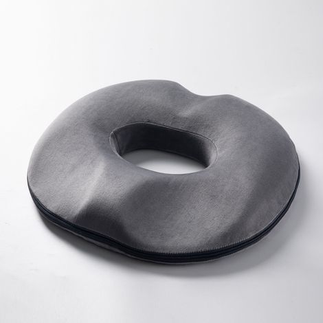 Cuscino per seduta a ciambella in poliestere, cuscino ortopedico per emorroidi, cuscino ergonomico antidecubito, per sedia da ufficio, sedia da auto, sedia a rotelle, 45 cm x 40 cm (da donna, blu navy (1/4)