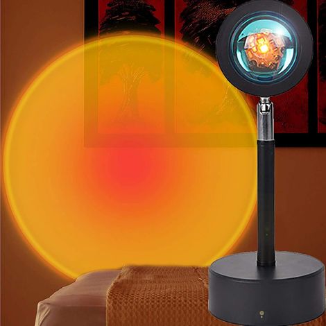 Lampe coucher de soleil, veilleuse projecteur arc-en-ciel à rotation à 90 degrés, lampadaire rechargeable par USB