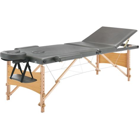 Table de massage avec 3 zones Cadre en bois Anthracite 186x68cm CFW459495 (1/5)