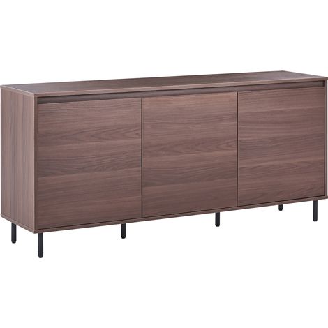 Aparador moderno 3 puertas alto patas de metal negro armarios marrón claro Nikea