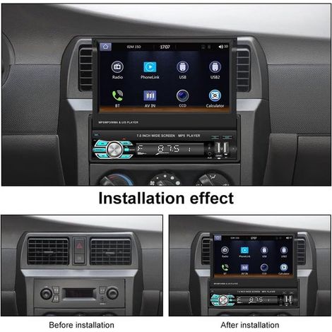 Autoradio DIN wireless con CarPlay e touchscreen retrattile, Android Auto wireless da 7 pollici, Bluetooth, Mirror Link TF/USB/Type-C + telecamera (1/5)