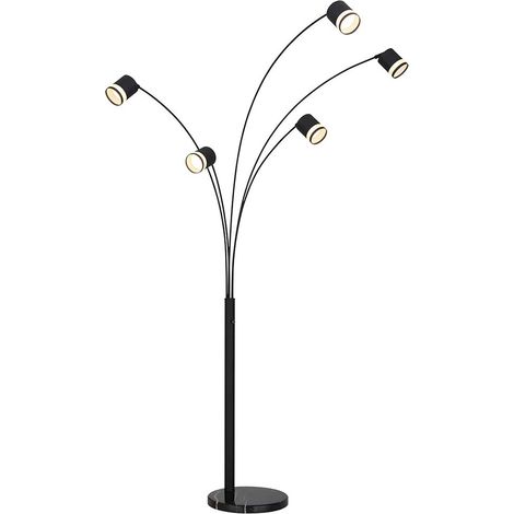 Stehleuchte Standlampe Schlafzimmerleuchte schwarz opal 5 flammig LED H 195 cm