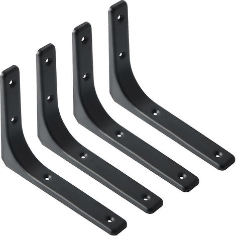 Support d'étagère murale, Lefou Lot de 4 supports métalliques robustes 200 mm x 150 mm pour étagère murale, idéal pour la décoration murale de cuisines industrielles, les radiateurs et autres surfaces (1/4)