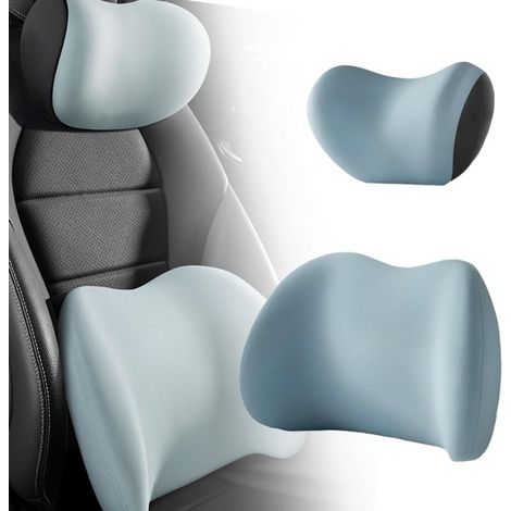 Auto-Lendenwirbelstütze und Rückenstütze, Auto-Lendenwirbelstützkissen und Auto-Nackenkissen-Set zur Linderung von Schmerzen im unteren Rücken und Nacken, blau (1/5)