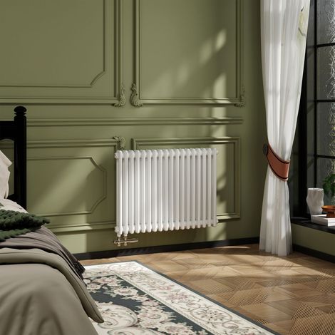 AICA Traditioneller 2-Säulen Heizkörper 600x830mm Weiß aus Stahl