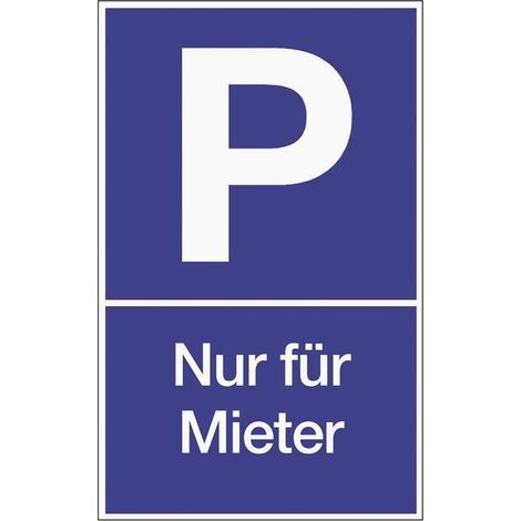 Panneau de signalisation Parking pour locataires L250xl400mm Ku.blau/weiß