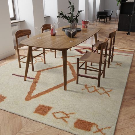 Tapis en laine Bedouin Beauty - Tapis en laine  - 290x190cm, Rectangular - 100% Laine vierge - Tufté main - Rose