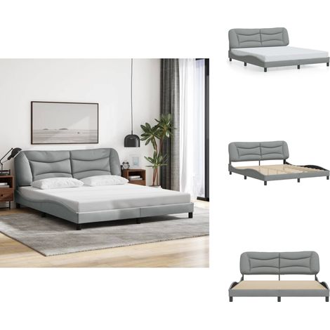 Cadre de lit sans matelas gris clair 180x200 cm tissu - Lit Plateforme - Lit Double - Cadre De Lit - Literie - Meuble Chambre (1/5)