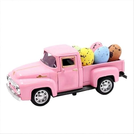 Camion de Pâques avec œufs, décoration de camion antique en métal (1/5)
