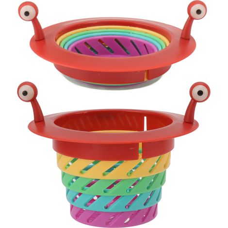 Lot de 2 crépines d'évier pliables, colorées, en forme de monstre et avec poignée, anti-obstruction, adaptées à la cuisine et à la salle de bain (1/5)