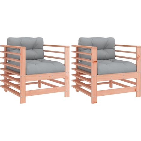 Sedie da Giardino con Cuscini 2 pz Sedute da esterno in Legno Massello di Douglas (1/5)