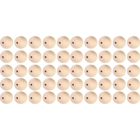 5 Bag Wood Beads Natural Round DIY Necklace HandMade Accessories 22mm/25mm/30mm(Natural Color 25mm 10Pcs) (1/5)