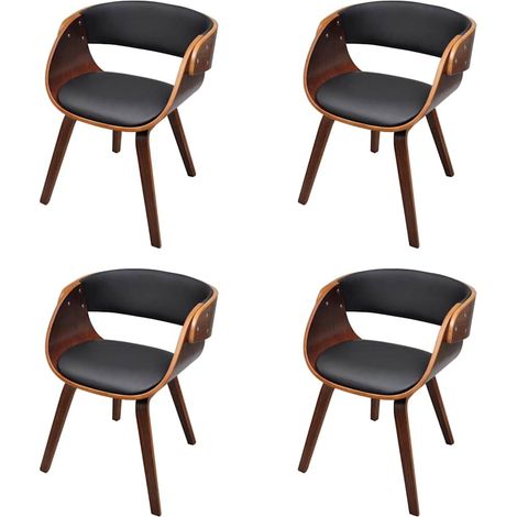 Maison Exclusive - Esszimmerstühle 4 Stk. Braun Bugholz und Kunst (1/5)