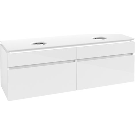 Meuble de rangement Legato B600 VB WTUS 1600x550x500mm 4 tiroirs pour 2 personnes Blanc brillant (1/2)