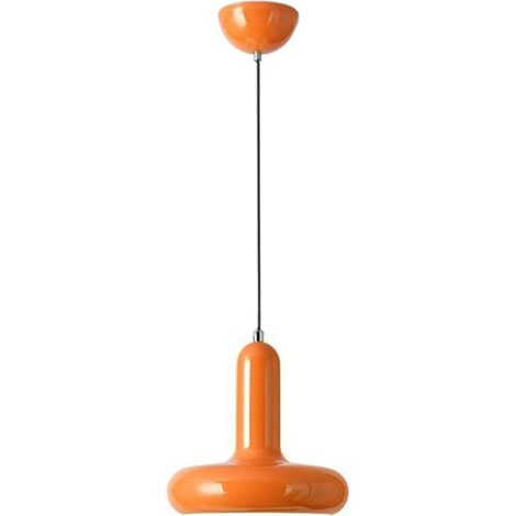 Suspension industrielle en métal, lampe suspendue de plafond 20 cm avec douille E27, luminaire vintage pour cuisine, salle à manger ou loft (Orange) [Classe énergétique E]