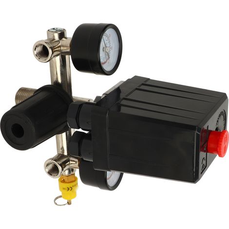 Kit compresseur d'air avec valve CE, valve NIFA, manomètre à chapeau noir, robinet à bille union et pressostat de contrôle pour compresseur. (1/5)