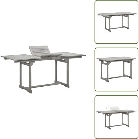 Mesa extensible - vidaXL Mesa de comedor jardín madera maciza acacia (120-170)x80x75 cm - Mesa de exterior maciza
