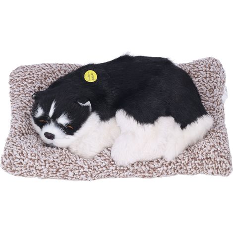 Jouet pour Chien Husky Noir Grand avec Son - Décoration Voiture en Peluche Plastique Réaliste - Cadeau Original et Amusant (1/5)