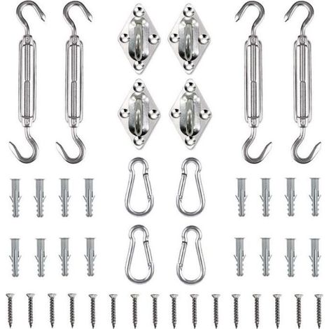 Soleil Voile d'ombrage kit matériel, rectangulaire/carré Voile d'ombrage d'installation pour pelouse de terrasse Jardin (1/4)