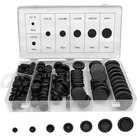 170 Pièces 7 Tailles Joint de Électrique Ensemble de Bouchons à Trou Solide Ensemble D'Assortiment de Bouchons à Trou Solide (1/5)