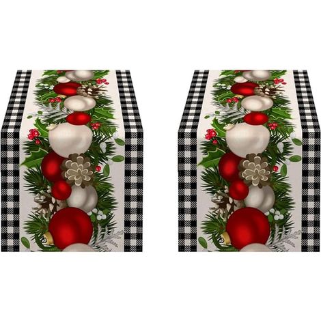 Christmas table runners checkered in black and white for (1/5)