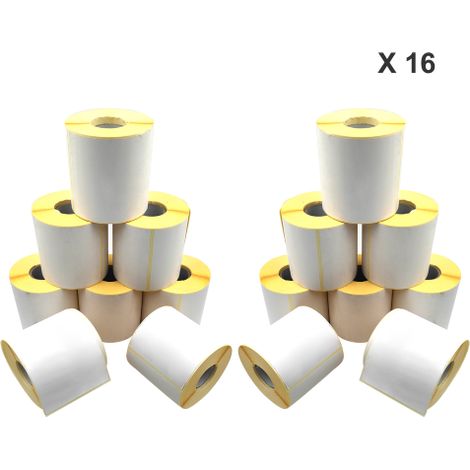 Koem 16 rouleaux de 400 e'tiquettes adhe'sives blanches thermiques directes 105x148 mm trou central 40 mm compatibles pour les imprimantes de type citizen tsc zebra