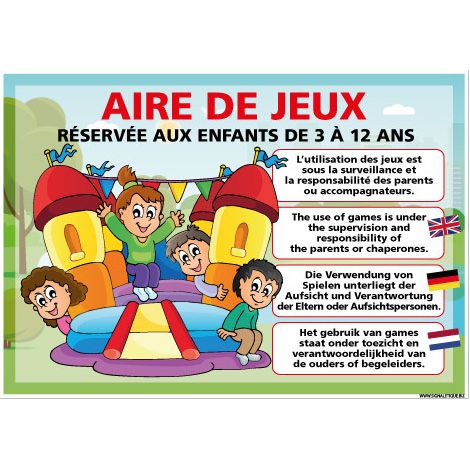 PANNEAU AIRE DE JEUX A PERSONNALISER (H0515-PERSO) - Aluminium 2 mm - 630 x 450 mm (1/2)