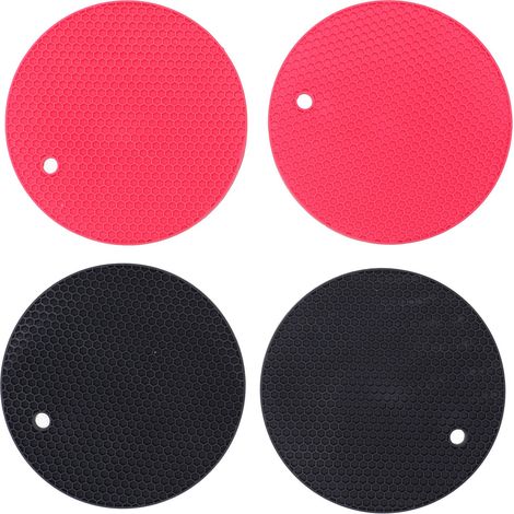 4 Pièces Sous-verres en Silicone Résistants à la Chaleur, Dessous de Plats et Dessous de Tasses pour Cuisine (1/5)
