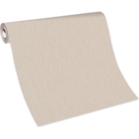 Papier peint beige crème pour séjour & bureau | Tapisserie beige intissée surface vinyle | Papier peint uni clair chambre adulte (1/5)