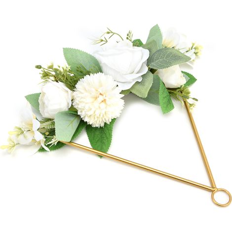 Couronne décorative de style nordique, suspension murale, fleurs artificielles, bouquet de mariée, couronne en fer blanc triangulaire (1/5)